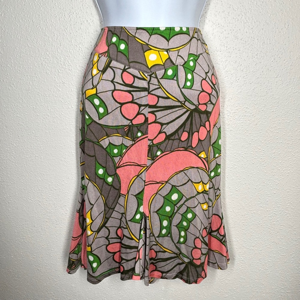 Marciano Butterfly Print Silk Mini Skirt Womens Large Stretch‎ Flare Hem Fitted